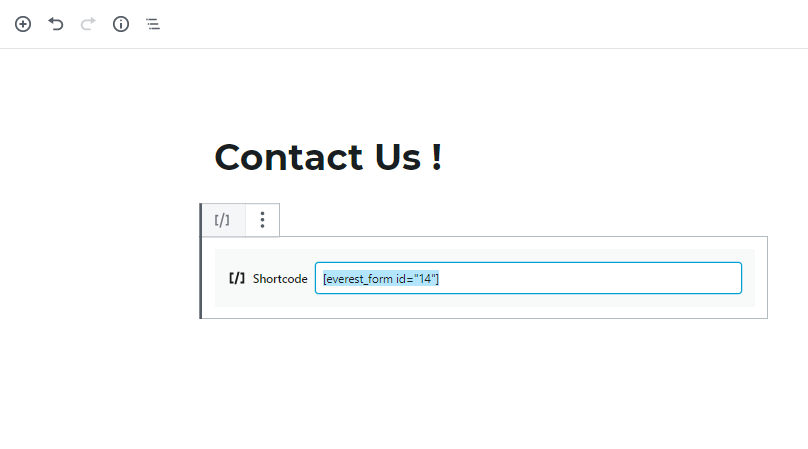 insert contact form shortcode