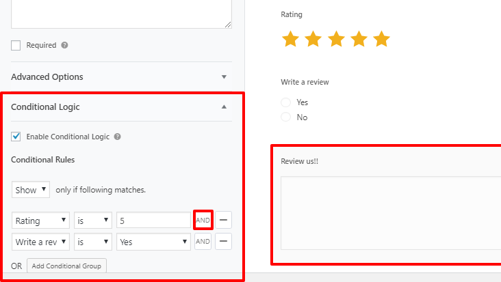 wordpress forms conditional logic one