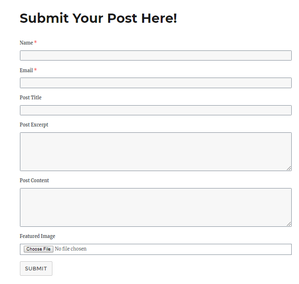 Post submission form page