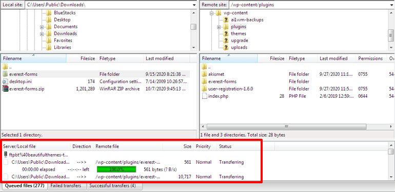 Transferring Plugin Folder Via FTP