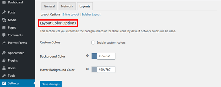 Layout Color Options