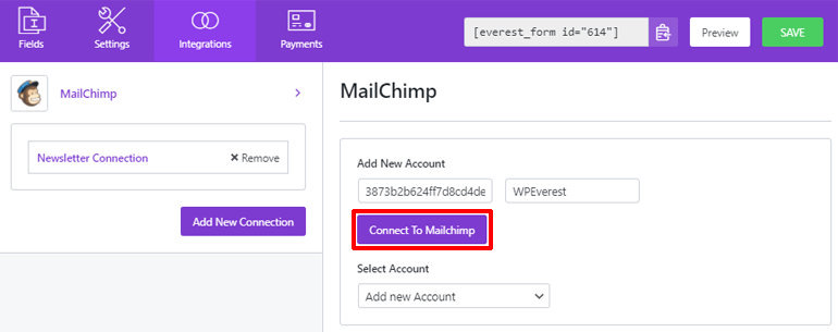 Connect To MailChimp