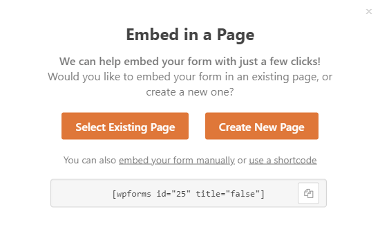 Embed Options WPForms