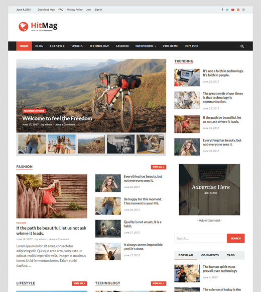 HitMag Stylish and Free WordPress Magazine Template