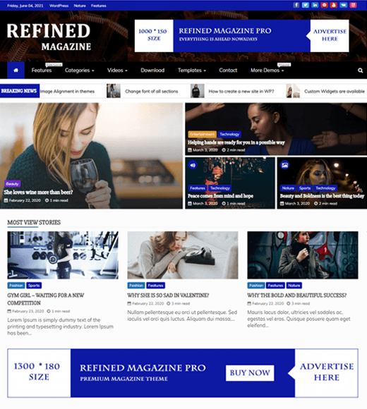 Refined Magazine Free WordPress Magazine Themes