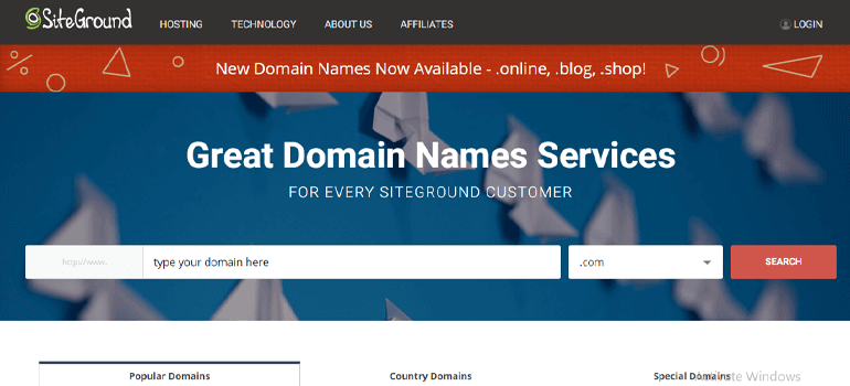 SiteGround Domain Registration