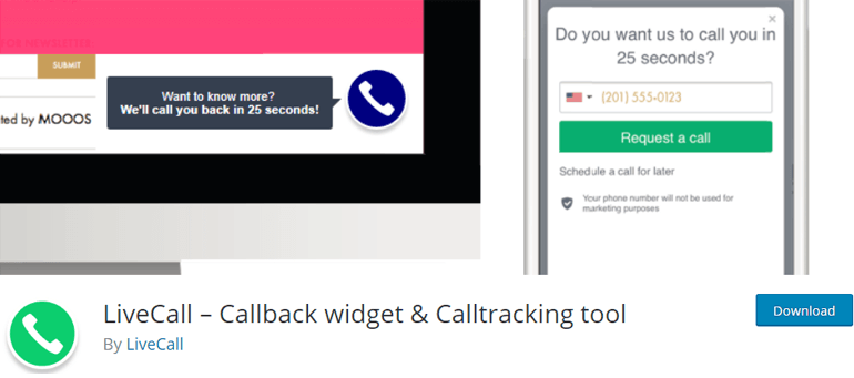 LiveCall Call Back Widget WordPress Plugin