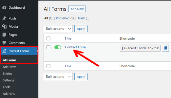 Navigate to Required Contact Form