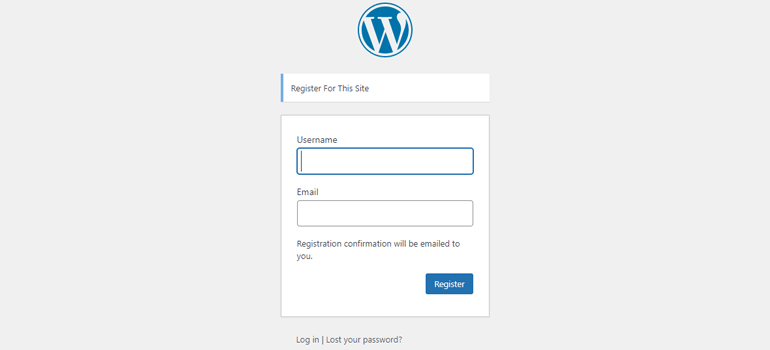 Default WordPress User Registration Form without Extra Fields