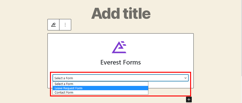 Select Leave Request Form from Dropdown Menus