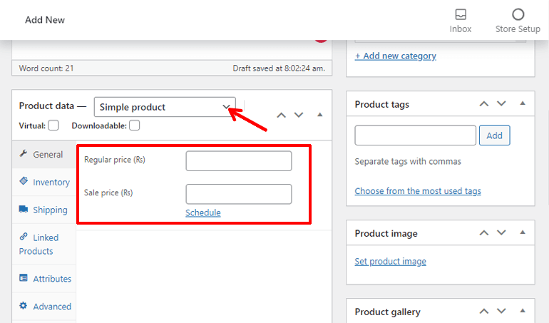 Product Data Section How to Build an Online Store with WordPress