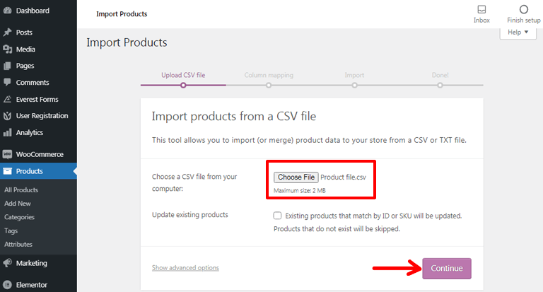 Importing Product Via CSV File How to Build an Online Store with WordPress