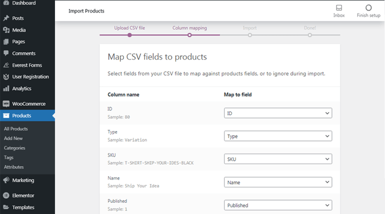 Mapping Columns with Product Fields WordPress WooCommerce Tutorial