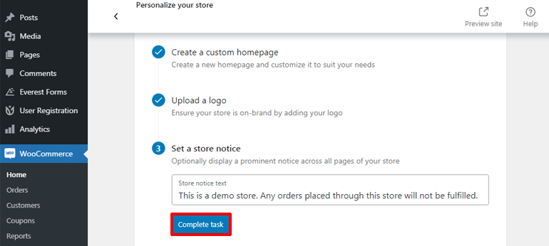 Setting Up a Store Notice How to Create eCommerce Website using WooCommerce