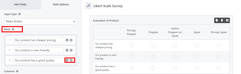 Adding Rows How to Create Likert Scale Survey Questions