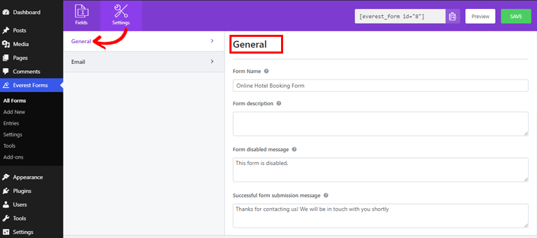 General Form Setting Option Add Date Range and Mutiple Date Picker on WordPress Forms