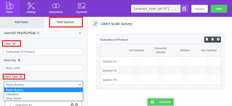 Label and Input Type How to Create Likert Scale Questions