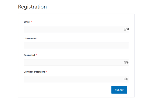 Preview Frontend Registration Form