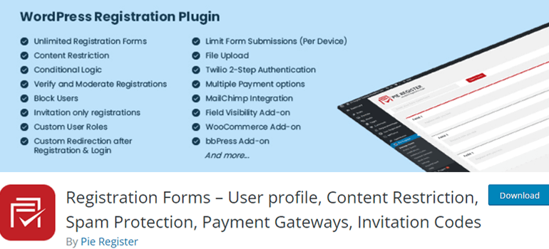 Registration Forms WordPress Free Registration Plugin