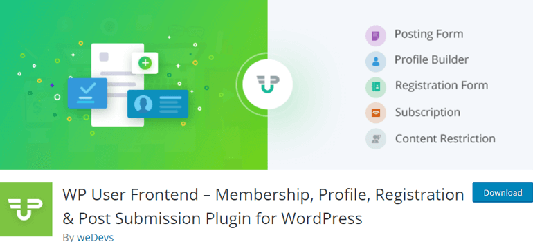 WP User Frontend WordPress Free Registration Plugin