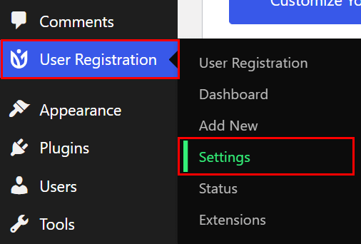 User Registration Settings