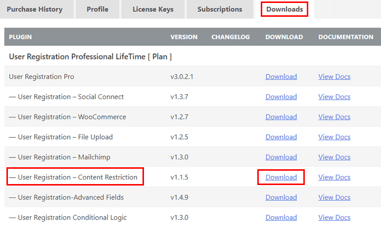 Download Content Restriction Addon