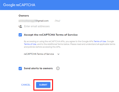 Submit New Site for reCAPTCHA
