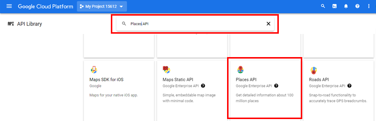 Searching Places API