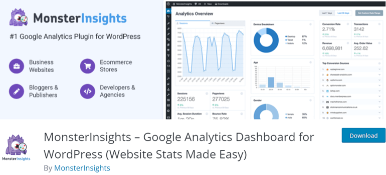 MonsterInsights - Google Analytics Dashboard