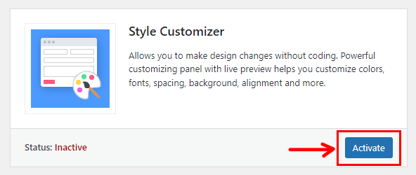 Activating Style Customizer Customize WordPress Forms