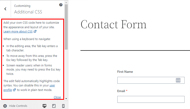 Additional CSS Option Everest Forms