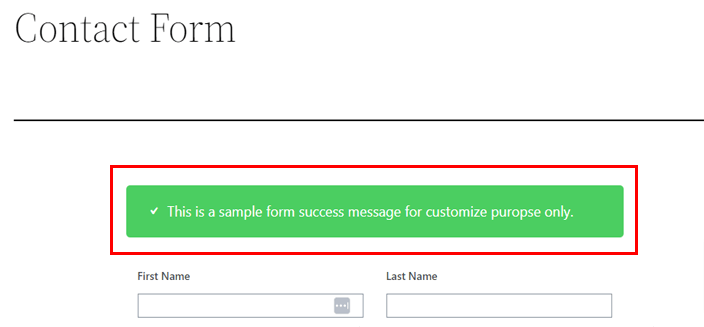 Form Success Message Customize WordPress Forms