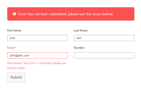 Restricted Domain Error Message