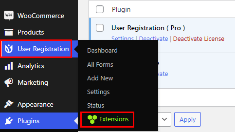 Open User Registration Extensions