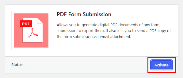 Activate PDF Form Submission Add-on