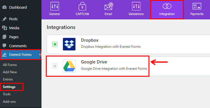 Upload to Google Drive via WordPress Forms