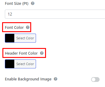 Font Color Options