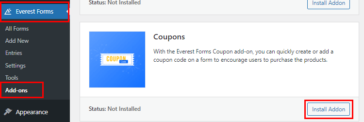 Coupon Code Field in WordPress Forms Install Coupon Addon