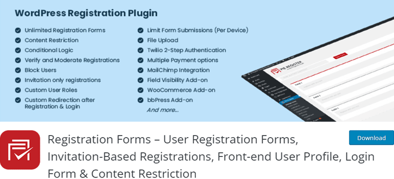 Registration Forms Free User Registration Plugin WordPress