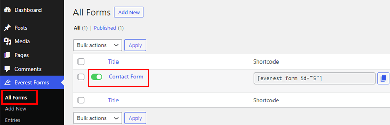Use Default Contact Form