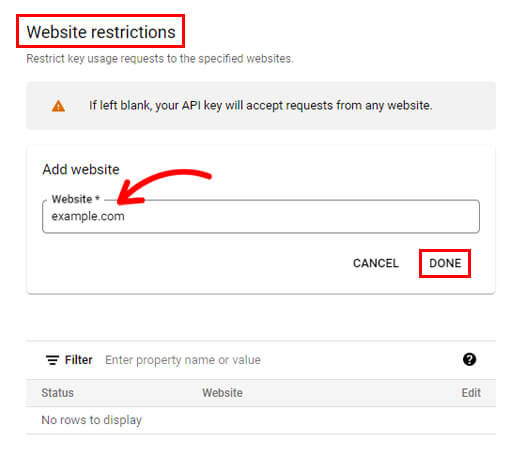 Add Website Restrictions