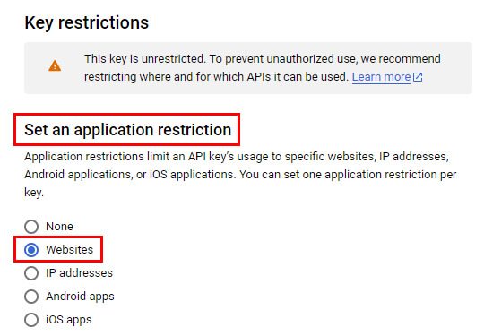 Set Application Restriction